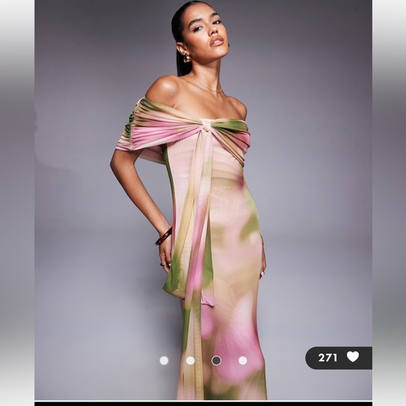 ASOS DESIGN knot detail sash bardot maxi dress - Picture 3 of 5